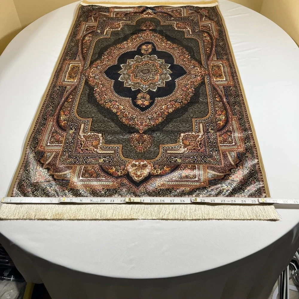 Vintage Style Medallion Rug Runner Fringed 27x47 Bohemian Turkish Decor